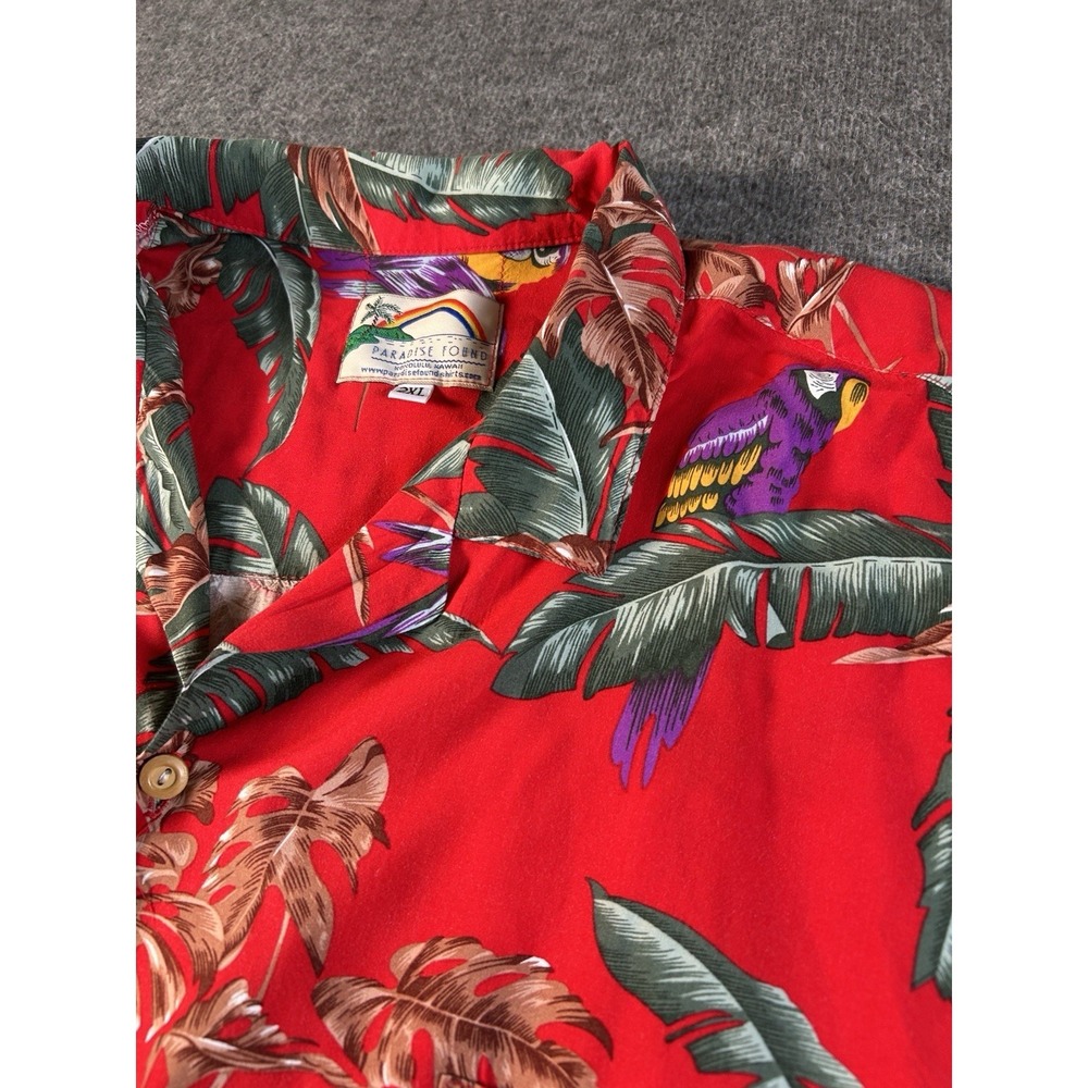 Vintage Paradise Found Shirt‎ Mens 2XL Hawaiian Parrot Cotton Hawaii Magnum PI